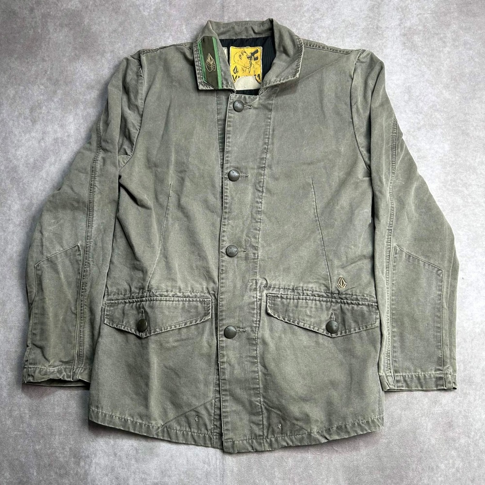 Volcom Scout Blazer Mens Medium Olive Green Cotton Military Field Jacket A281601
